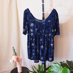 Torrid Blue Floral Blouse